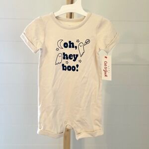 Baby Cat and Jack Halloween Ghost Romper 6 9 Months Cream Oh Hey Boo